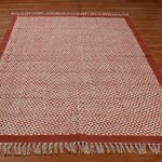 Hand Block Printed Red Geometric Cotton Rug