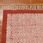 Hand Block Printed Red Geometric Cotton Rug