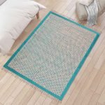 Hand Block Printed Cotton Turquoise Carpet