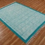 Hand Block Printed Cotton Turquoise Carpet