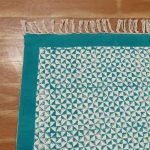 Hand Block Printed Cotton Turquoise Carpet