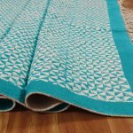 Hand Block Printed Cotton Turquoise Carpet