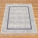 Hand Block Printed Black Cotton Bedroom Rug