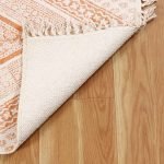 Hand Block Printed Orange Geometric Area Rug