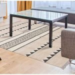 Striped Brown Cotton Hand Block Printed Rug