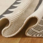 Striped Brown Cotton Hand Block Printed Rug