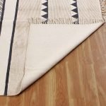 Striped Brown Cotton Hand Block Printed Rug