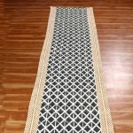 Black Hand Block Printed Cotton Runner Rug