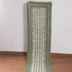 Floral Hand Block Printed Green Large Rug
