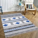 Hand Block Printed Blue Moroccan Rugs