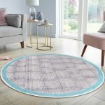Blue Cotton Area Rug Home Decor Round Doormat