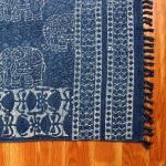 Hand Block Printed Blue & Beige Cotton Area Rug