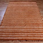 Block Printed Red Geometric Cotton Area Rug