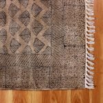 Brown Hand Block Printed Cotton Kitchen Area Rug