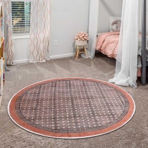 Brown Round Cotton Carpet Doormat Area Rug