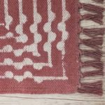 Maroon Hand Block Printed Cotton Area Rug