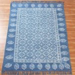 Blue Hand Block Printed Cotton Area Rug