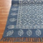 Blue Hand Block Printed Cotton Area Rug