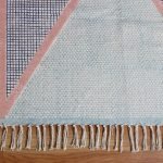 Blue Geometric Block Printed Cotton Area Rug