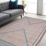 Natural Block Printed Cotton Large Area Rug
