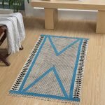 Black Hand Block Printed Modern Cotton Rug