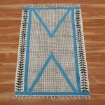 Black Hand Block Printed Modern Cotton Rug