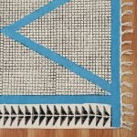 Black Hand Block Printed Modern Cotton Rug