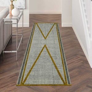 Hand Block Printed Yellow Stair Runner Rug