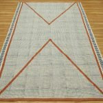 Hand Block Printed Orange Cotton Area Rug