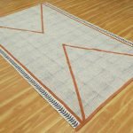 Hand Block Printed Orange Cotton Area Rug