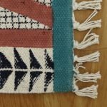 Hand Block Printed Black Geometric Cotton Rug