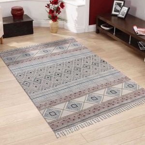 Gray Hand Block Printed Beautiful Cotton Rug