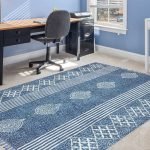 Hand Block Printed Blue Striped Cotton Area Rug