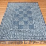 Hand Block Printed Blue Cotton Indoor Rug