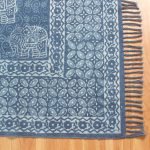 Hand Block Printed Blue Cotton Indoor Rug