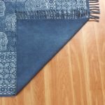 Hand Block Printed Blue Cotton Indoor Rug
