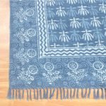 Hand Block Printed Blue Cotton Area Rug