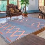 Hand Block Printed Tufted Blue Cotton Rug