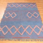 Hand Block Printed Tufted Blue Cotton Rug