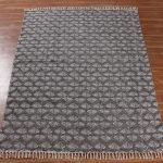 Gray Hand Block Printed Large Area Rug