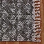 Gray Hand Block Printed Large Area Rug