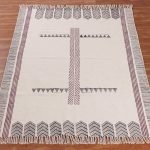Hand Block Printed Beige Geometric Cotton Rug
