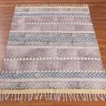 Hand Block Printed Brown Cotton Area Rug