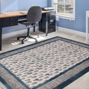 Hand Block Printed Black Cotton Area Rug
