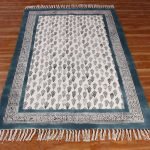 Hand Block Printed Black Cotton Area Rug