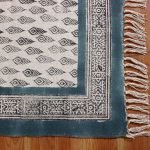 Hand Block Printed Black Cotton Area Rug