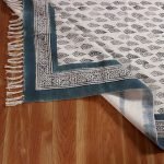 Hand Block Printed Black Cotton Area Rug