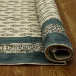 Hand Block Printed Green Cotton Area Rug