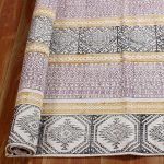 Hand Block Printed Yellow & Black Cotton Rug