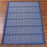 Hand Block Printed Blue Cotton Area Rug